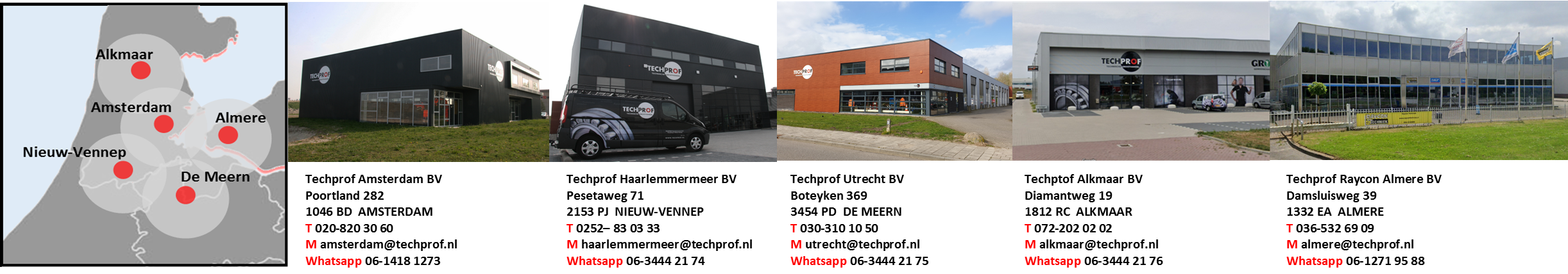 Techprof vestigingen
